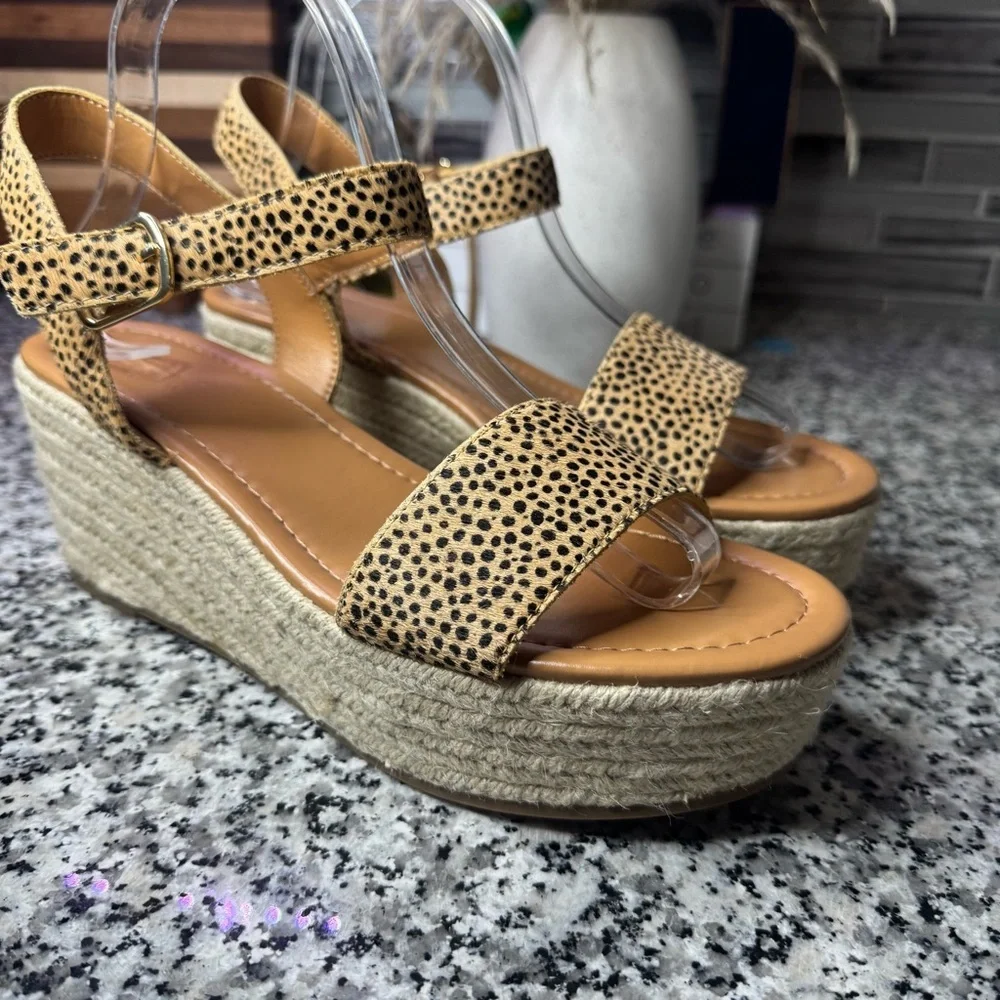 J.Crew | NWOB Platform Espadrille Sandals Leopard-print Calf Hair Size 9
